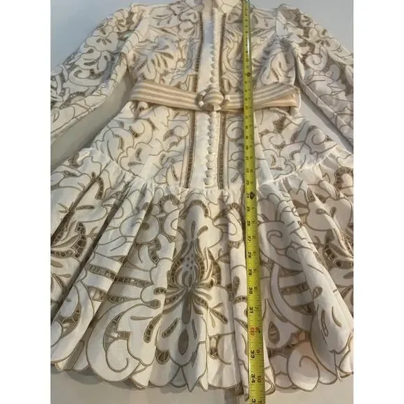 Zimmermann Edie Button Down Short Dress Embroidered Lace Mini Belted 0 US 4 - Picture 9 of 16